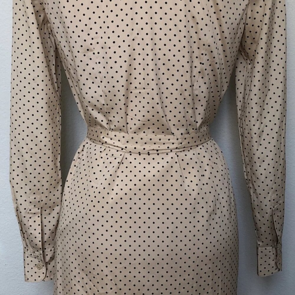 Tory Burch 100% Silk Long Sleeve Polka Dot Blush Romantic Dress, Size 12 - Picture 4 of 5